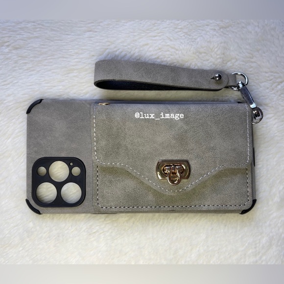 iPhone Case Crossbody Leather Cases w/ Wallet and Detachable Wristlet & Lanyard - Picture 5 of 11